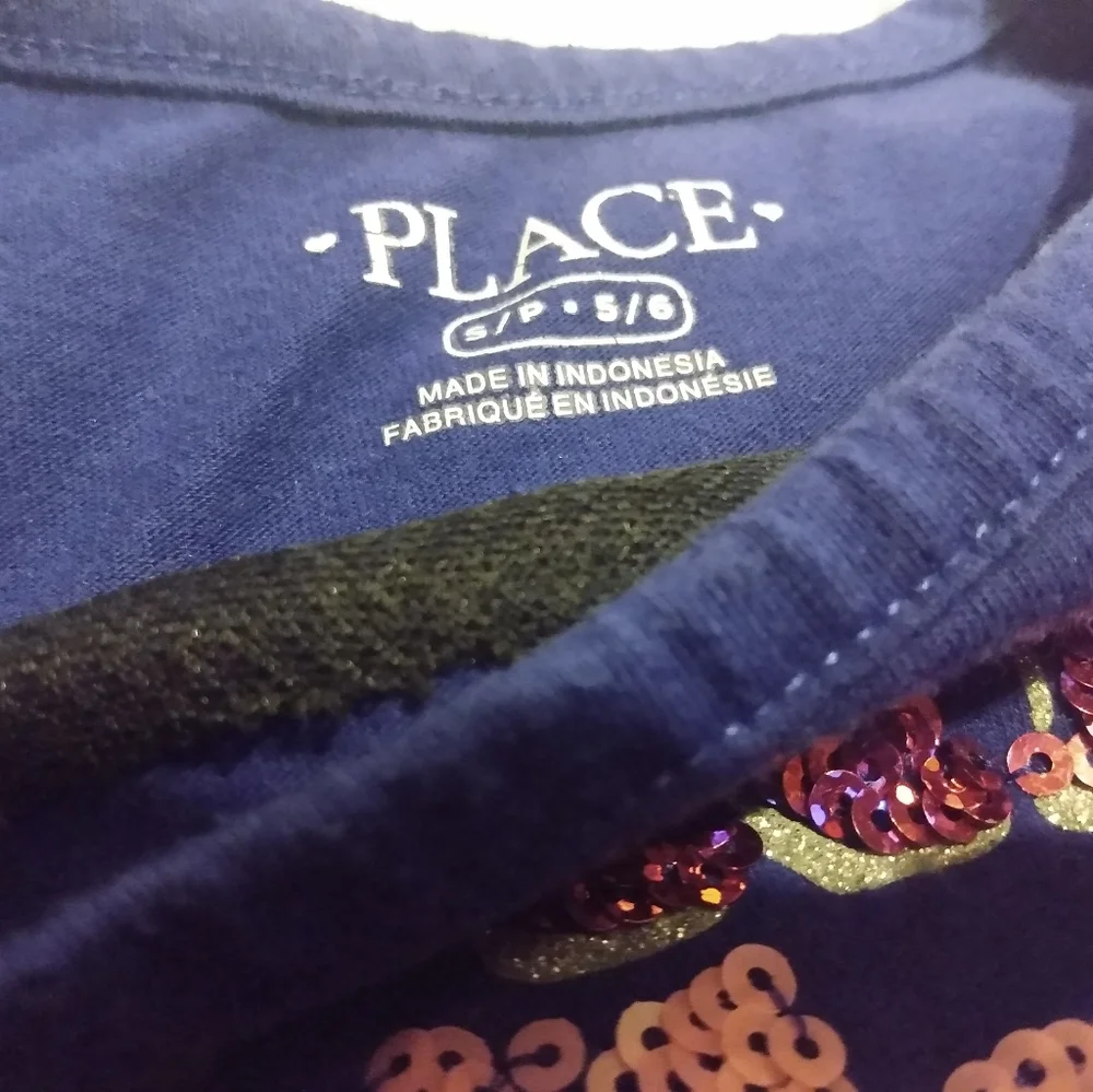 The Children's Place Girls Size Small Blue Long Sleeve Tee with Colorful Graphic